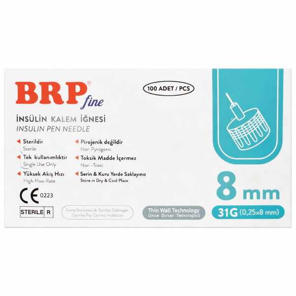 BRP Fine İnsülin Kalem İğnesi 31G 0.25 x 8 mm
